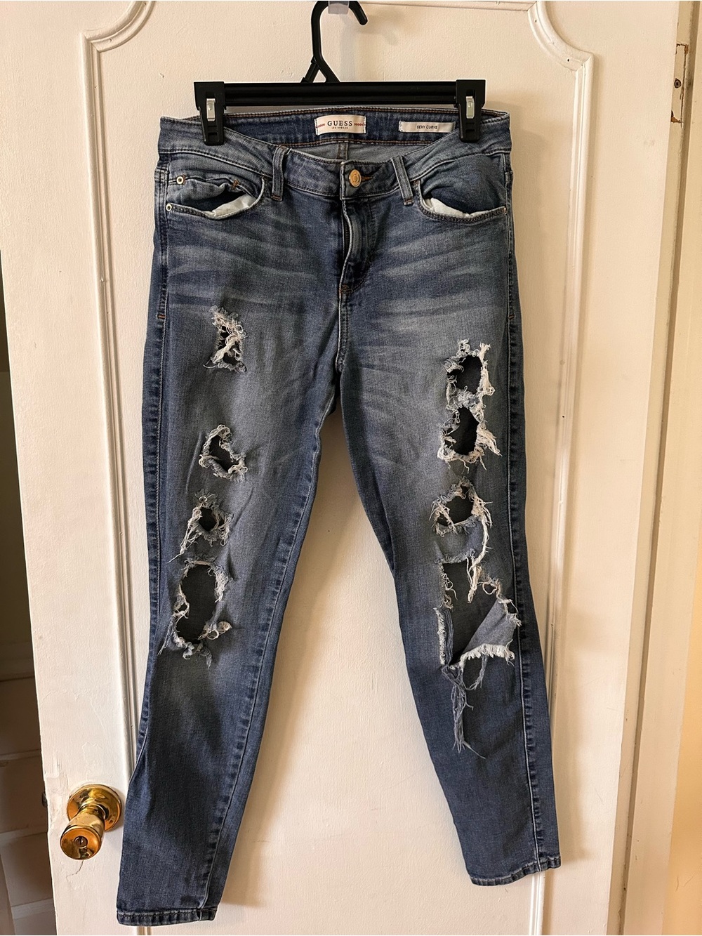 Guess Women's Distressed Skinny Jeans - Blue Wash